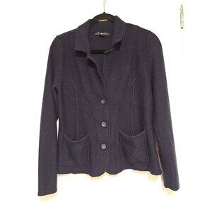 ALT Bella Swan Twilight Tahari Merino Wool Women Cardigan XL Dark Blue Button-up
